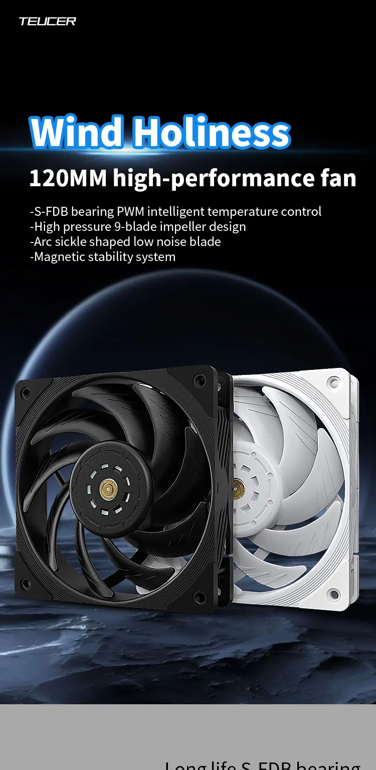 Wind Holiness Cooling Fan 12cm 12V 4PIN PWM 2150RPM S-FDB Bearing Quiet Fan For
