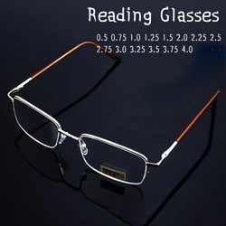 Men High Definition Anti Blue Light Reading Glasses Fashion Metal Half Frame Presbyopic Eyewear Unisex 0.5 0.75 1.0 1.25 To 4.0