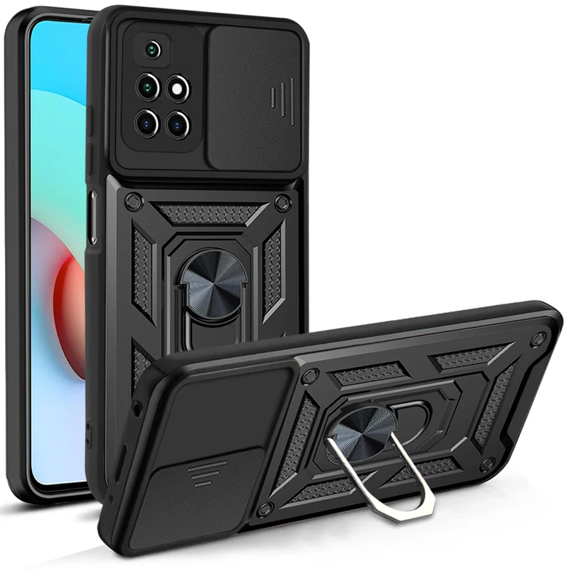 PKCASE Slide Camera Lens Case for Xiaomi Redmi Note 9 10 11 11S 12 Pro Max Grade Bumpers Armor Ring Cover For Mi 11 12 12X 12C