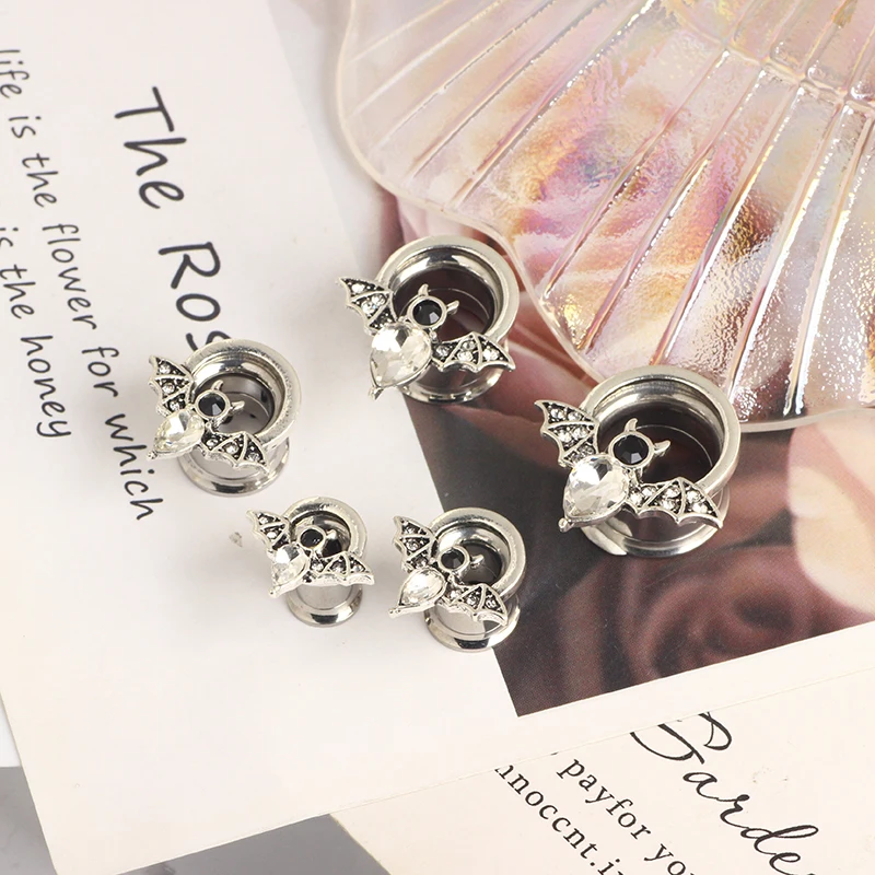 Wholesales 6-16mm Ear Gauges Stainless Steel Bat Animal Ear Tunnels Plugs Flesh Piercing Body Jewelry Ear Stretchers internally