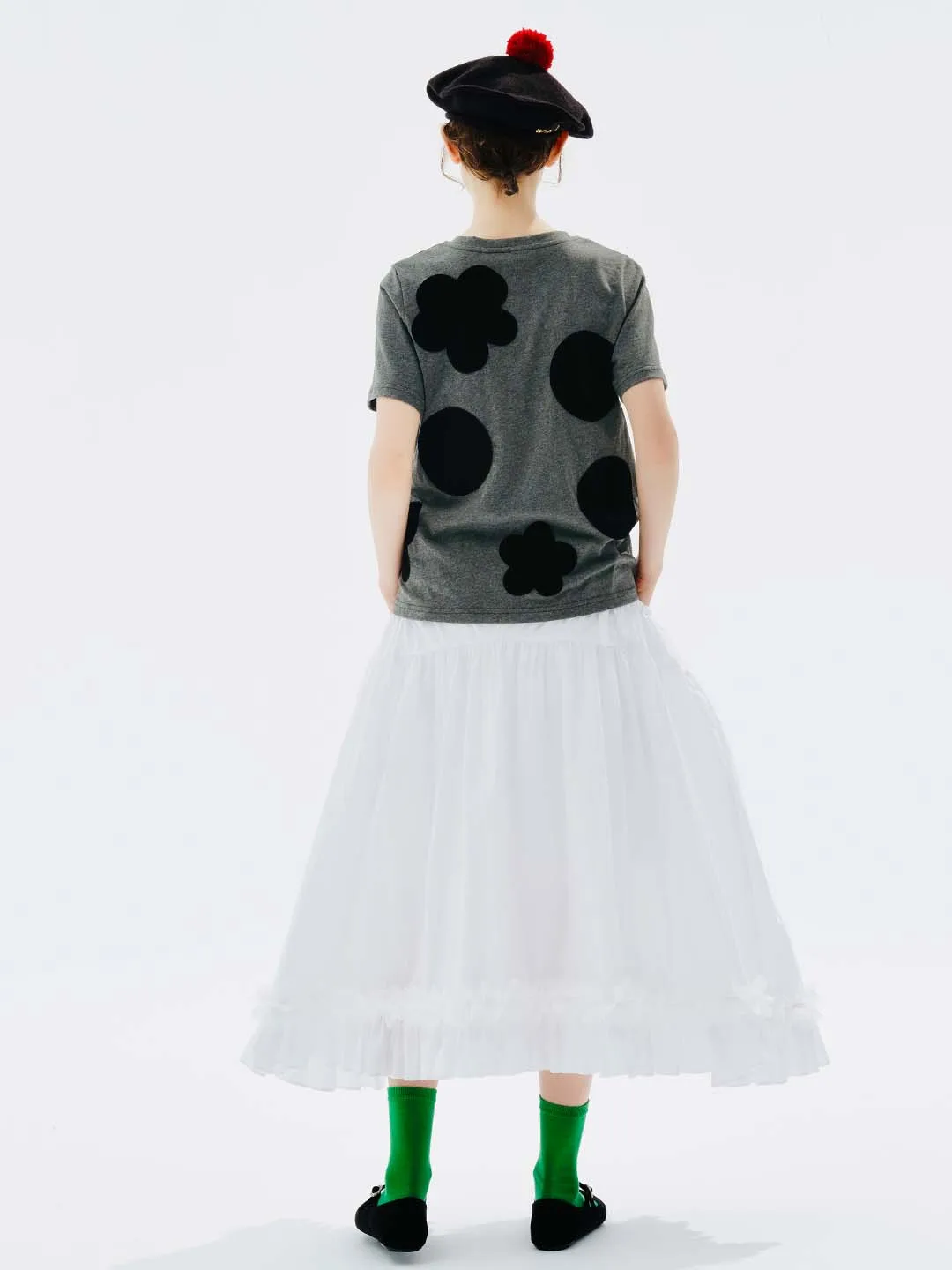imakokoni Solid color lace pure cotton A-line skirt skirt female summer 234169