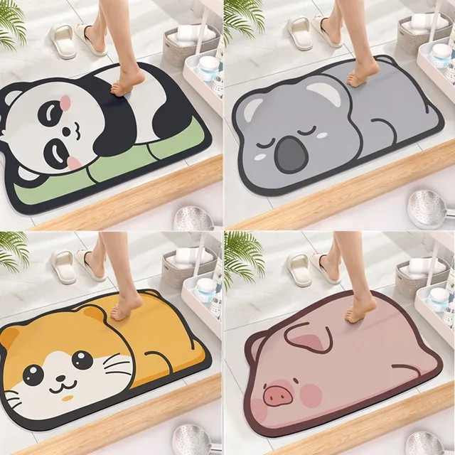 Tapis de salle de bain Super absorbant en diatomée, mignon, tapis de toilette en boue antidérapant, tapis de sol à séchage rapide 1