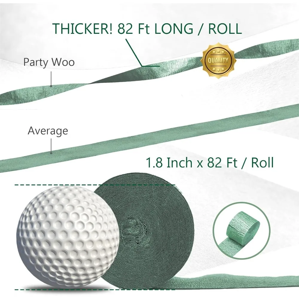 4 Rolls 4.5cm * 25meter Crepe Paper Streamers 328ft Shades of Green Crepe Paper For Party Decorations Wedding