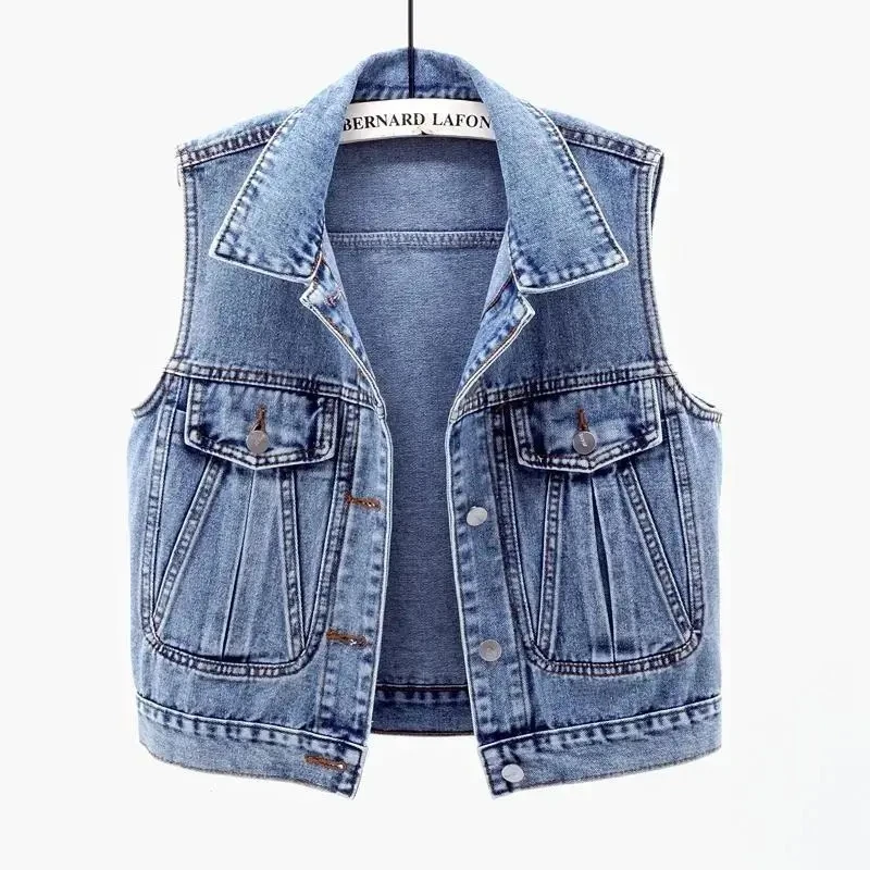Sleeveless Women's Vest 2022 New Spring Summer Denim Waistcoat Fashion
