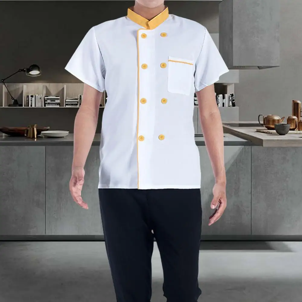 Chef Top Contrast Color Stand Collar Chef Uniform Catering Facile Da Lavare Chef Shirt Abbigliamento Da Lavoro