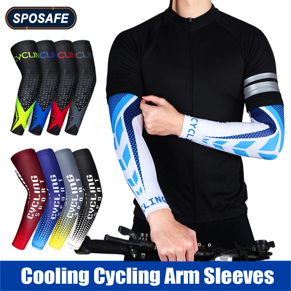 1Pair Sports Cooling Cycling Arm Sleeves Anti-UV Protection Elastic