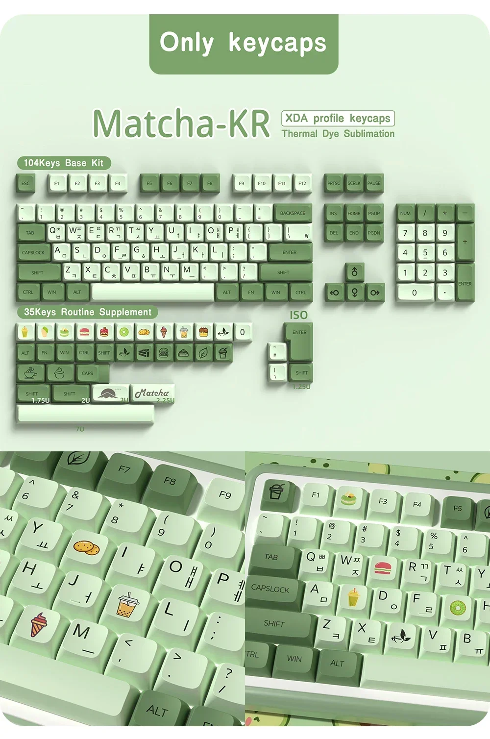 AZERTY-Teclado Mecânico Keycaps, ISO PBT Keycap, XDA