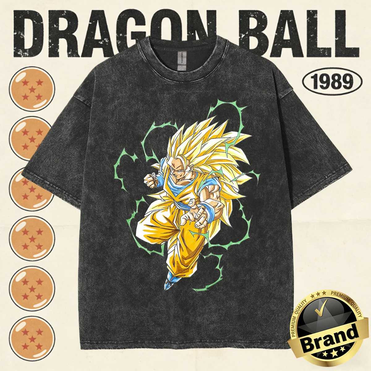 2026 Sommer Dragon Ball Familien-Matching Vintage T-Shirt Herren 100% Baumwolle Gewaschen Hochwertig Nostalgischer Druck Schwergewichtige Retro-Oberteile – Detail 4