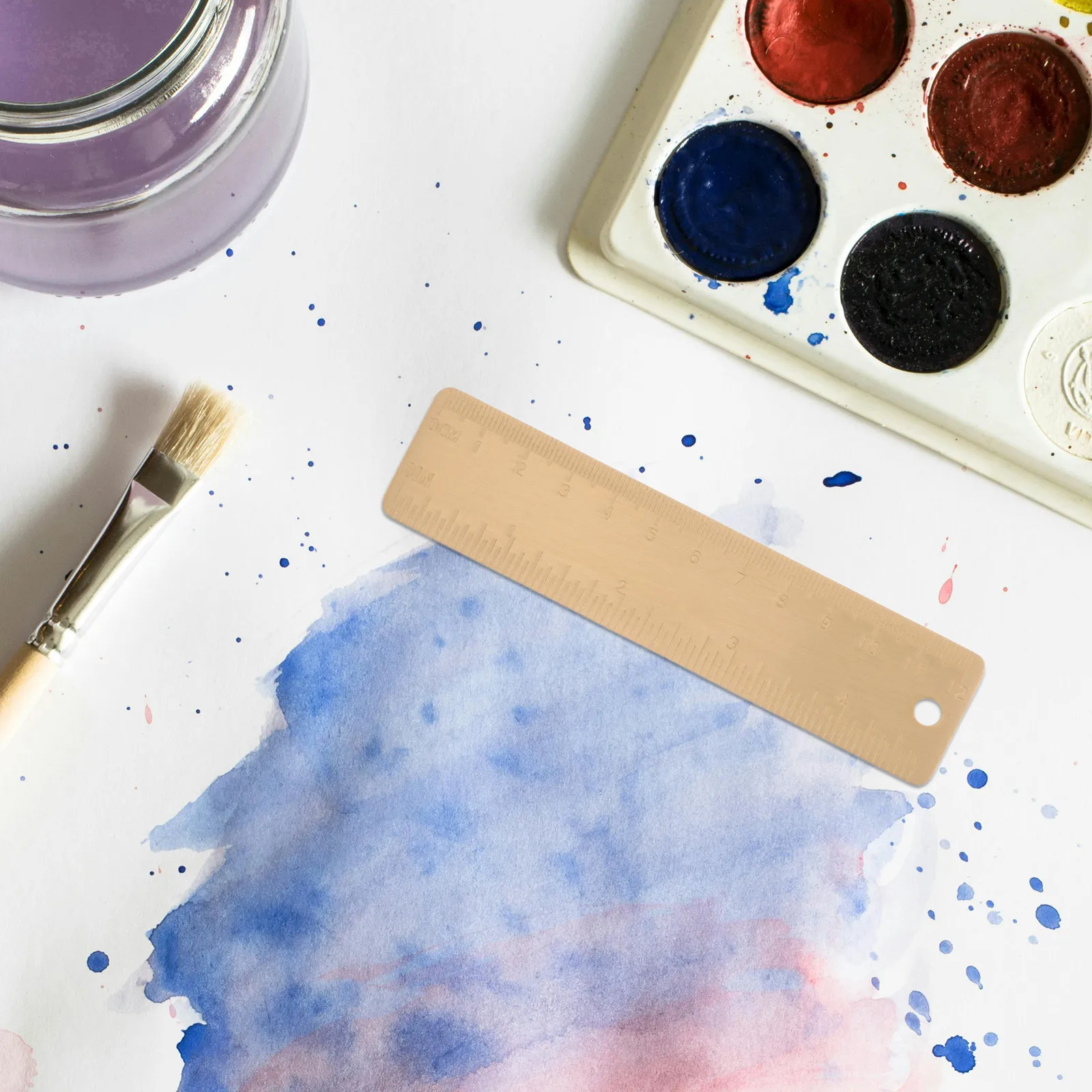 2Pcs 미니 황동 측정 눈금자 12Cm 정확한 그리기 스케치 예술가 건축가를위한 소형 휴대용 금속 스케일 눈금자