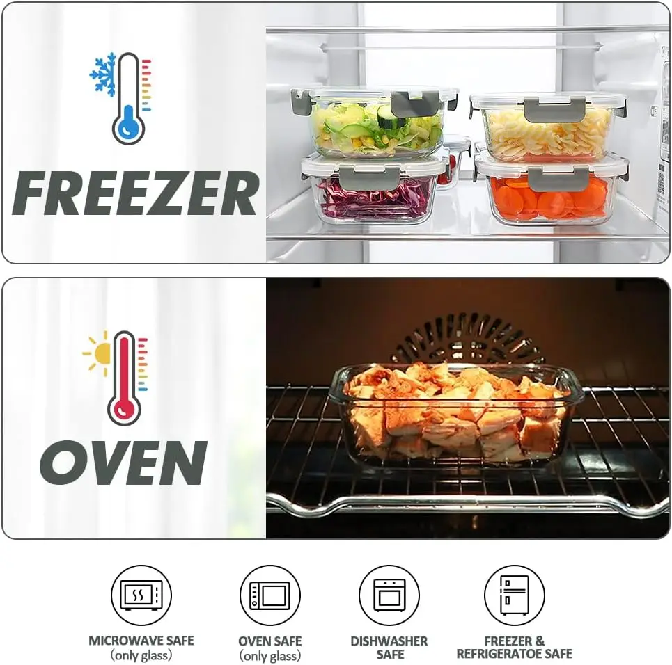24 Pieces Glass Food Storage Containers Set, Airtight Glass Lunch Containers, Glass Meal Prep Containers with Lids,Exclusive 5