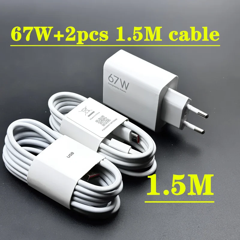 Original Xiaomi 67W GaN Small Pudding Fast Charger and 6A USB Type-C Cable  Kit