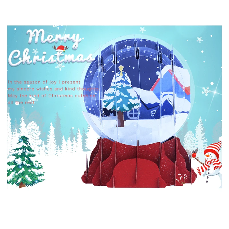 3D Snowdome Pop Up Christmas Card, Christmas Jesus Nativity, Crystal Snow Globe, Xmas Invitation, Gift, Religious
