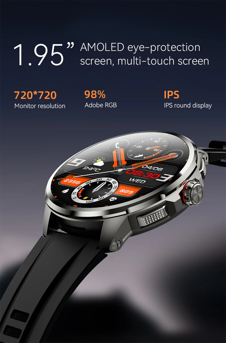 H99 Smart Watch Latest SIM card 4G Android  Google Play 1.95 Inch Amoled  GPS WIFI Large Memory Men's Watch 2
