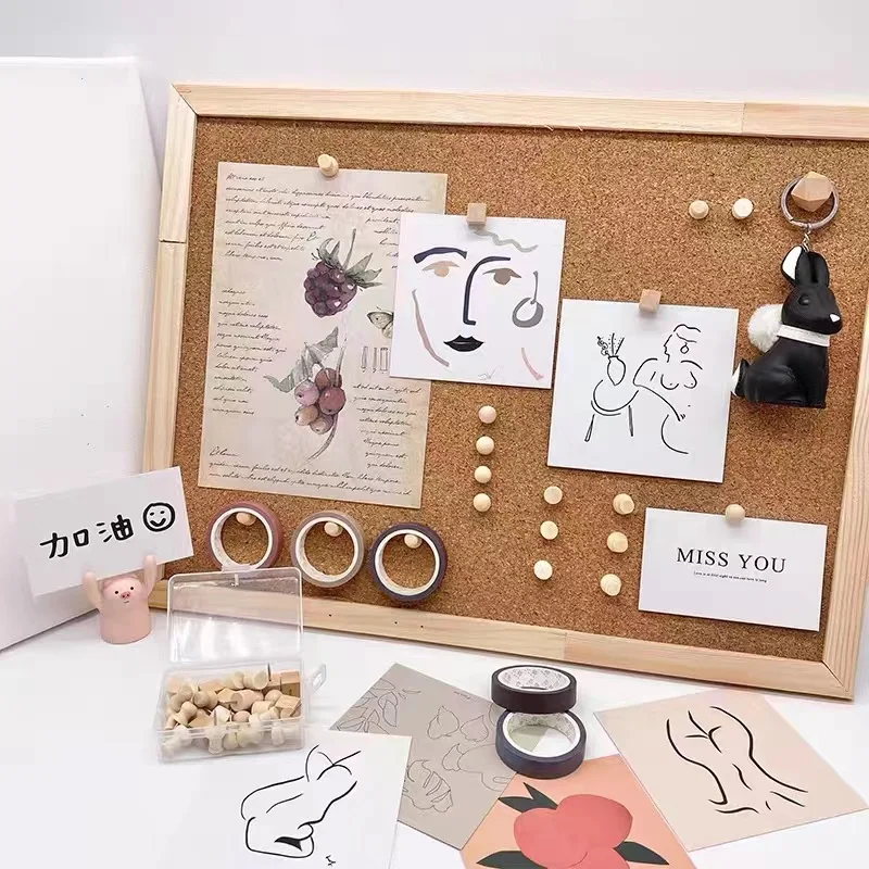 Wall Mounted Cork Board Wood Hanging Message Board 20X30cm