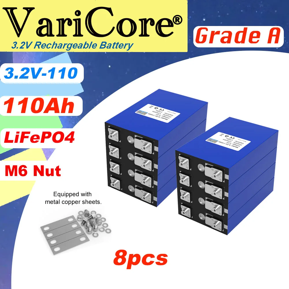 8pcs  3.2V LiFePO4 Battery 320AH 280ah 200ah 150ah 105ah DIY 12v 24V Automotive