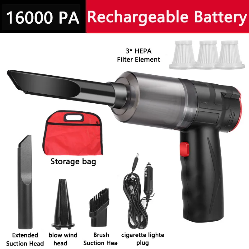 16000Pa Car Vacuum Cleaner Wireless Powerful Suction Vacuum Cleaner Handheld Portable Mini For Auto Interior Home