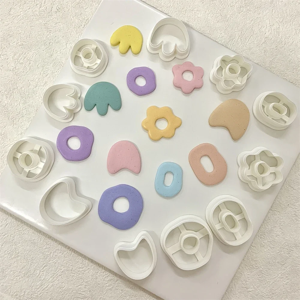 Irregular Geometric Simple Pottery Handmade Earrings Clay Cutters Flower Pattern Polymer Clay Mold Jewelry Pendant Cookie Making