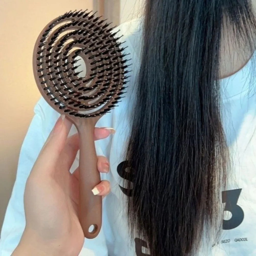 새로운 원형 멧돼지털 헤어 브러쉬, 속이 빈 마사지 엉킴풀이 헤어 브러쉬, 젖은 머리 엉킴풀이 빗, 이발사 도구
