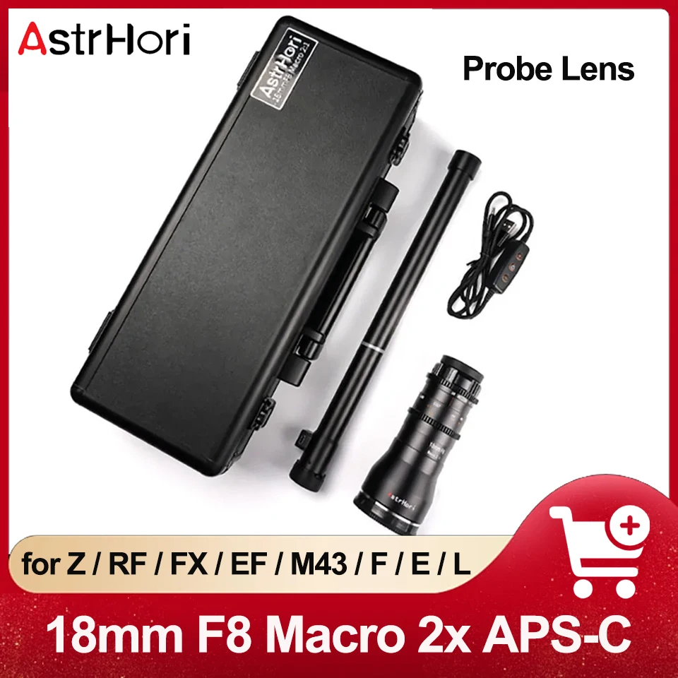 Astrhori 18Mm F8 Aps-C 2X Obiettivo Sonda Macro Parte Anteriore Impermeabile Ingrandimento 2:1 Obiettivo Macro Snello Per Sony E Fuji X Nikon Z