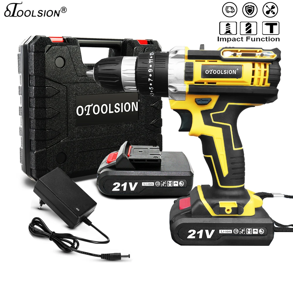 Otoolsion New 21v Impact Electric Drill Variable Speed Impact Electric