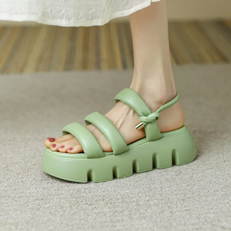 

Сандалии женские на резиновой платформе, повседневные босоножки с ремешком из пены, сандалии на толстой подошве, пляжная обувь, увеличивающие рост, белые, светло-зеленые, на лето