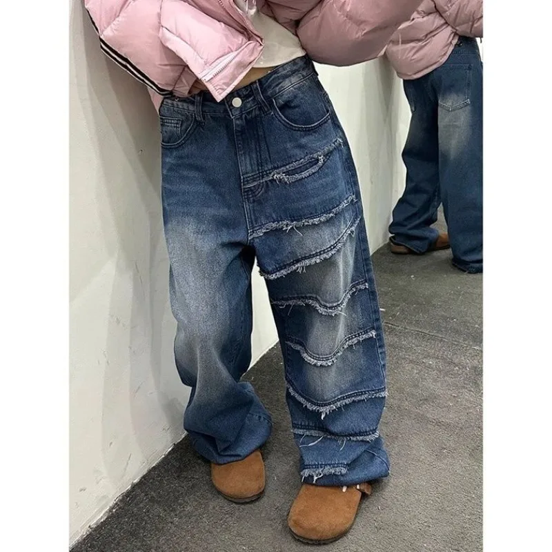 

Deeptown Vintage Trashy Y2k Oversize Jeans Woman Streetwear Gyaru Hippie Casual Wide Leg Denim Pants Harajuku Grunge Trousers