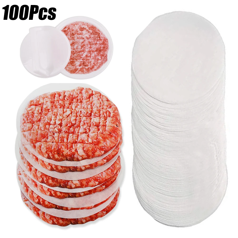 100Pcs Disposable Separation Pad Paper Round Hamburger Food Pad Paper Non-stick Double-side Patty Interlayer Kitchen Tools