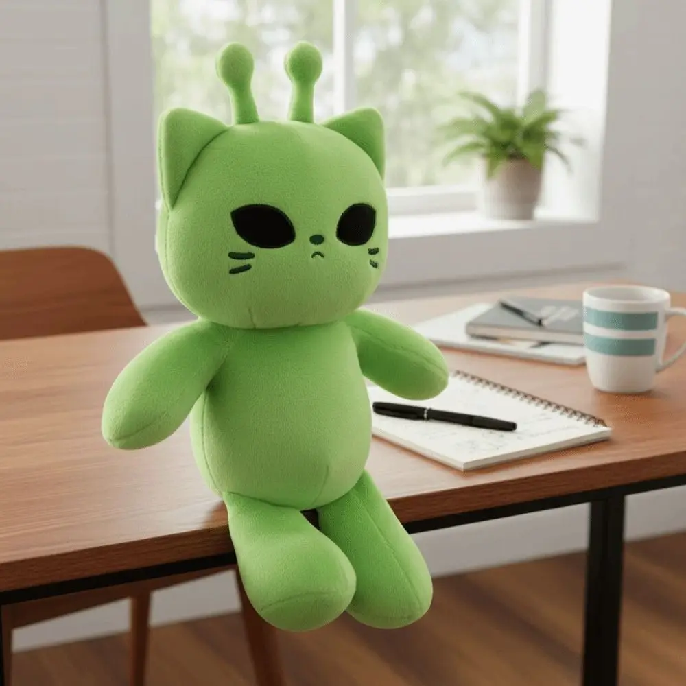초극세사 외계인 고양이 인형 30cm 사이즈 귀여운 디자인 부드러운 봉제인형 부드러운 녹색 색상 봉제 쿠션 생일 선물