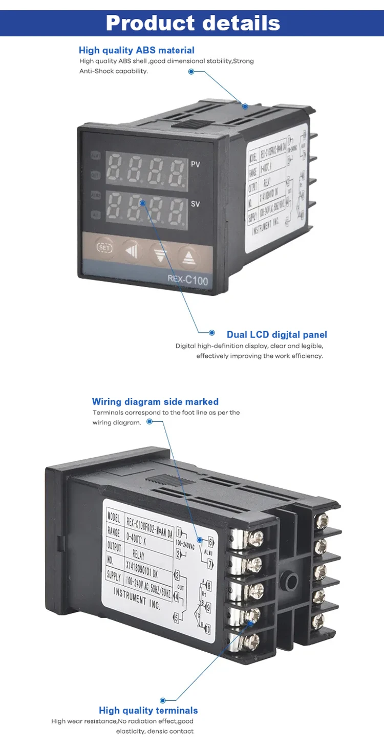 REX-C100 K J PT100 Digital Output Thermostat Electronic PID Programmable Sensors