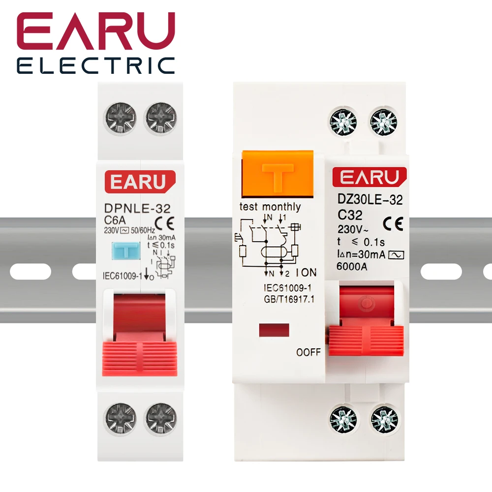 DPNL 230V 50/60Hz RCBO MCB 1P+N 6KA Residual Current Differential Automatic Circ