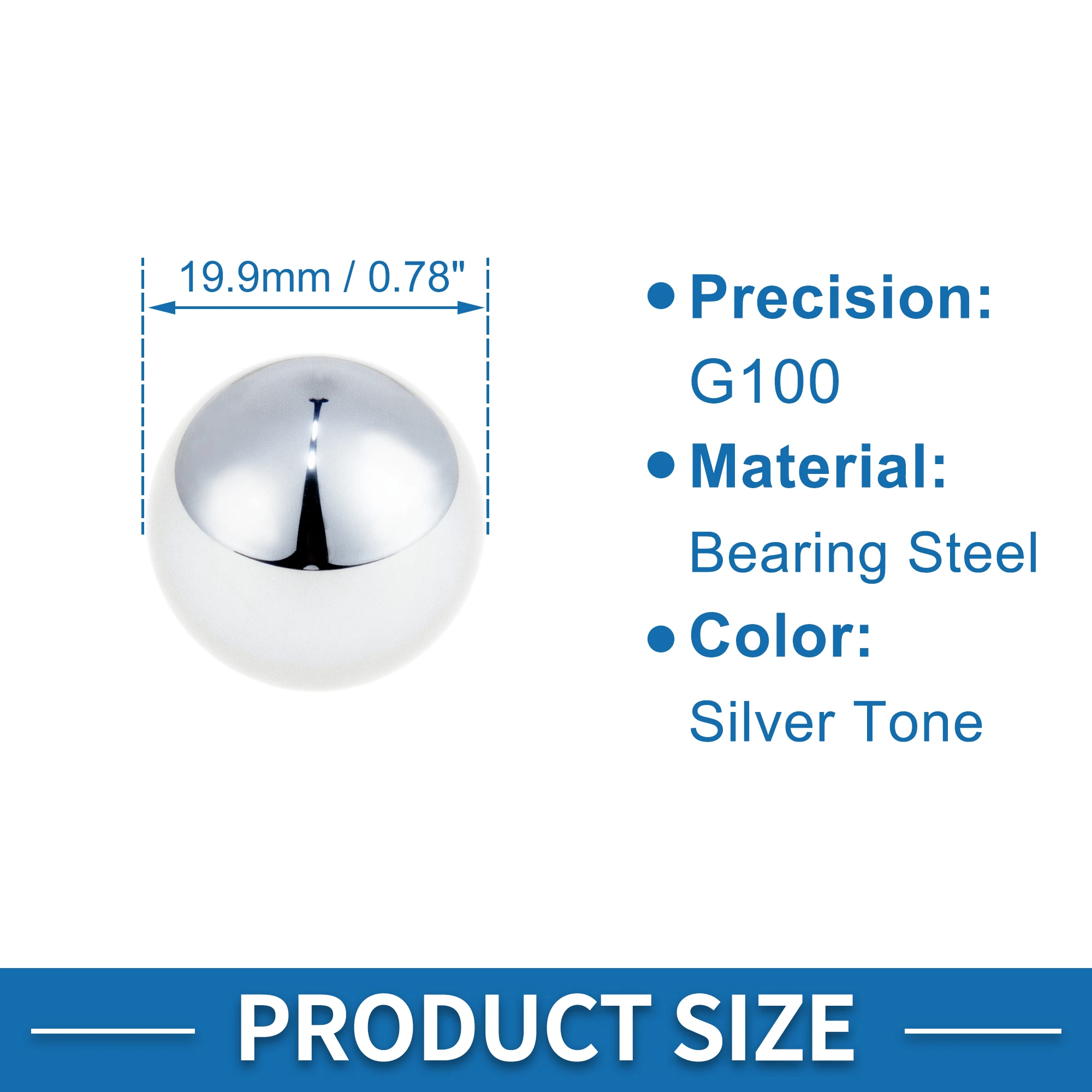 X Autohaux 19.9mm 베어링 볼 베어링 스틸 G100 정밀 볼 실버 톤 10개