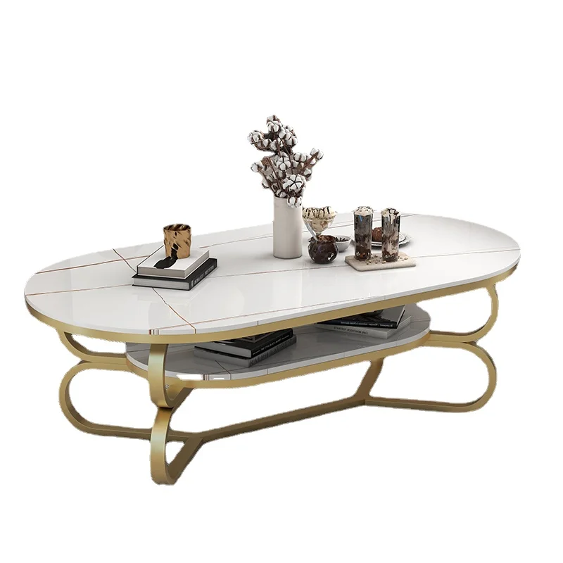 

YY домашний Железный овальный стол, модный дизайнерский креативный двухслойный чайный столик