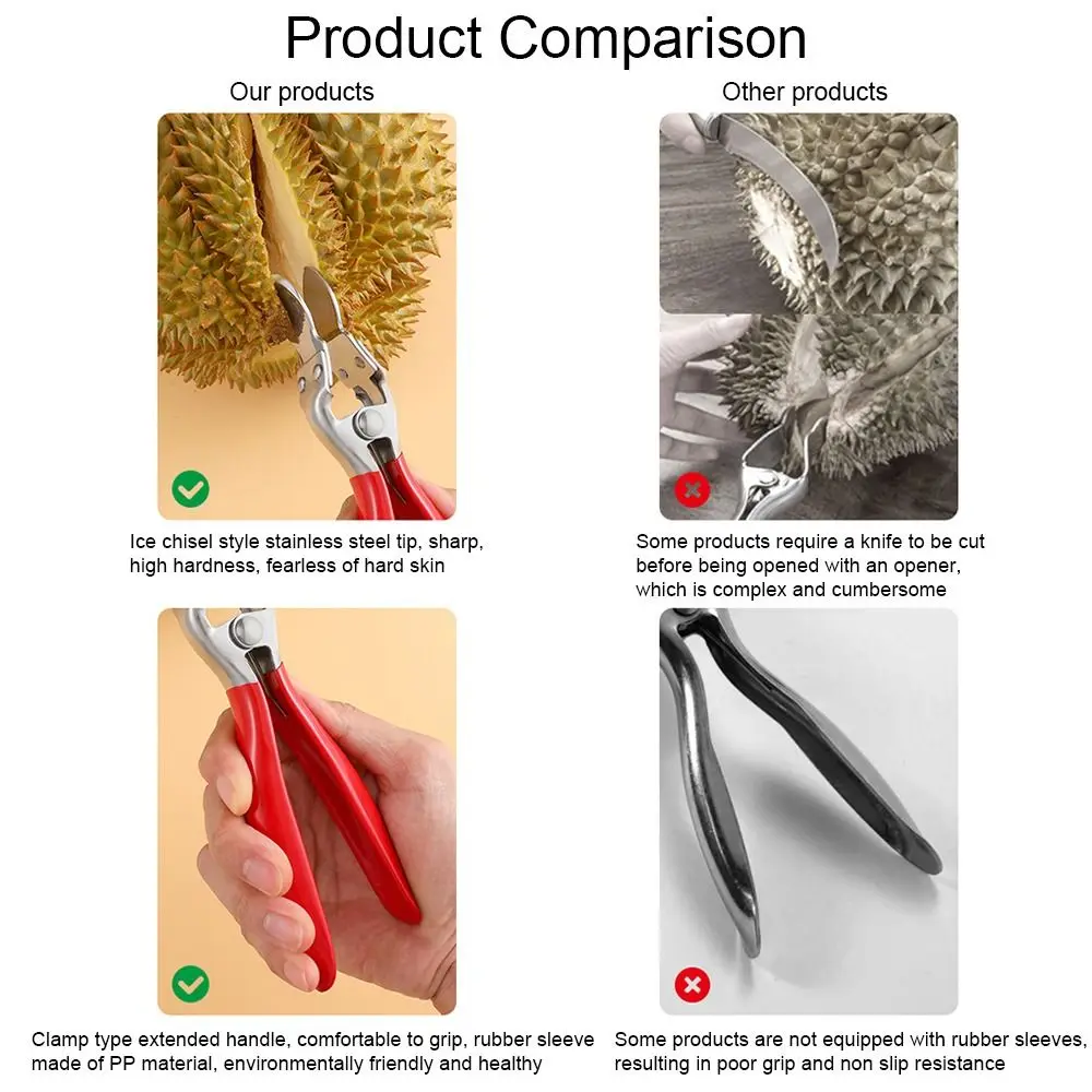 Durian Opener Clip Pliers Durian Peel Breaking Tool for Restaurant Household Cooking Stainless Steel