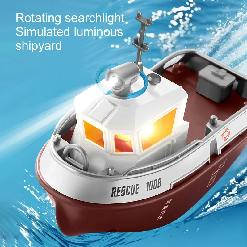 1/32 RC Tugboat Cool Lights Underwater Mini Remote Control Ship Model Kids Indoor Pool Competition Game Toys Boy Birthday Gift 4