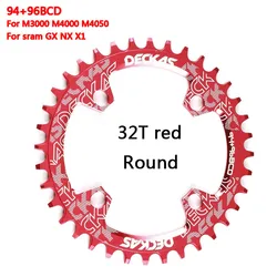 DECKAS Bicycle Chainring Round/Oval 32T 34T 36T 38T MTB Bike Chainwheel Mountain Crown (Round 32T red)