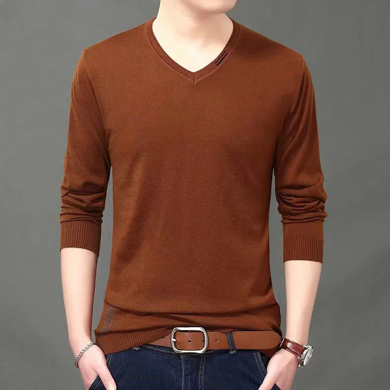 Spring Autumn New Solid Color Fashion Long Sleeve Sweater Man High Street Casual Loose Thin All-match Pullovers Comfortable Tops