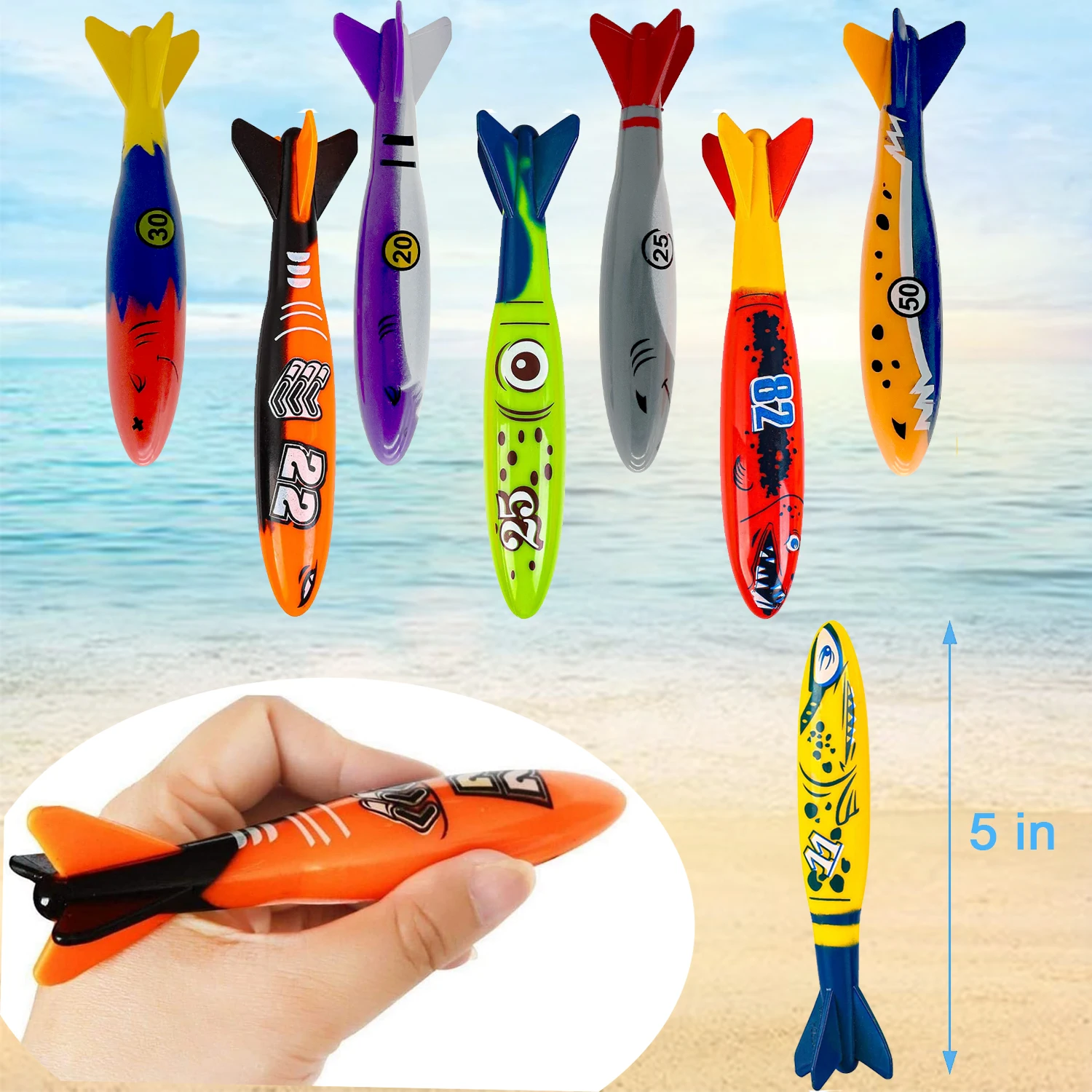 Summer Diving Training Toys Torpedos Sharks Octopus Underwater Water Games Training Swimming Pool Gifts Set Toys For kids 3