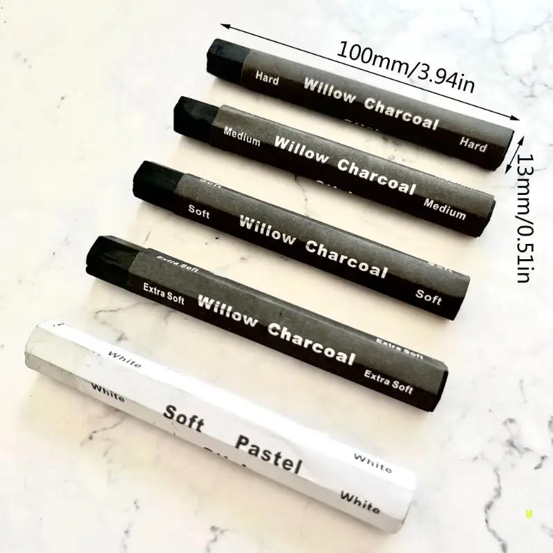Charcoal Drawing Set Charcoal Sticks Artist Charcoal Pencils Water Soluble Charcoal Strips for Drawing Sketching Shading F19E 6