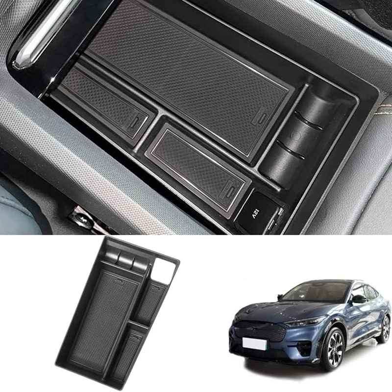 Armrest Storage Box Organizer Center Console Tray For Mustang Mach-E-Interior Replacement Spare Parts