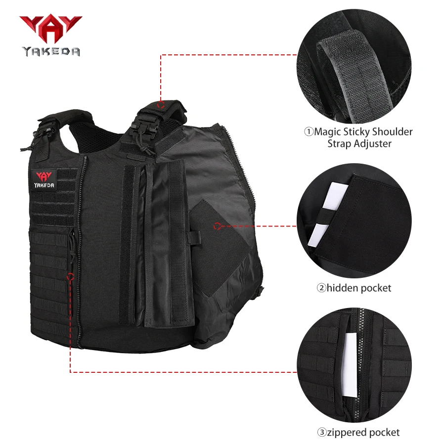 야케다 경량 MOLLE 웨빙 메쉬 백 베스트 (2L 물주머니 포함, 빠른 착탈 가능, 아웃도어 어드벤처 베스트)