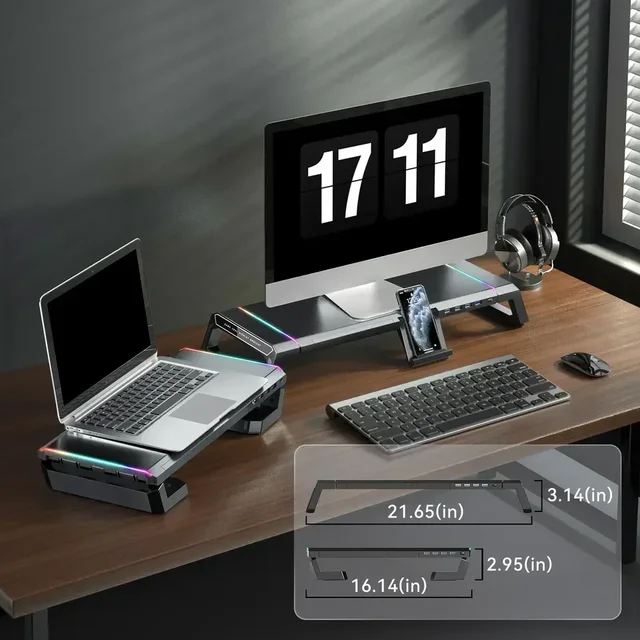 4-портовая USB-подставка Для Монитора, Алюминиевый Держатель Для Клавиатуры Ноутбука С Быстрой Зарядкой 5