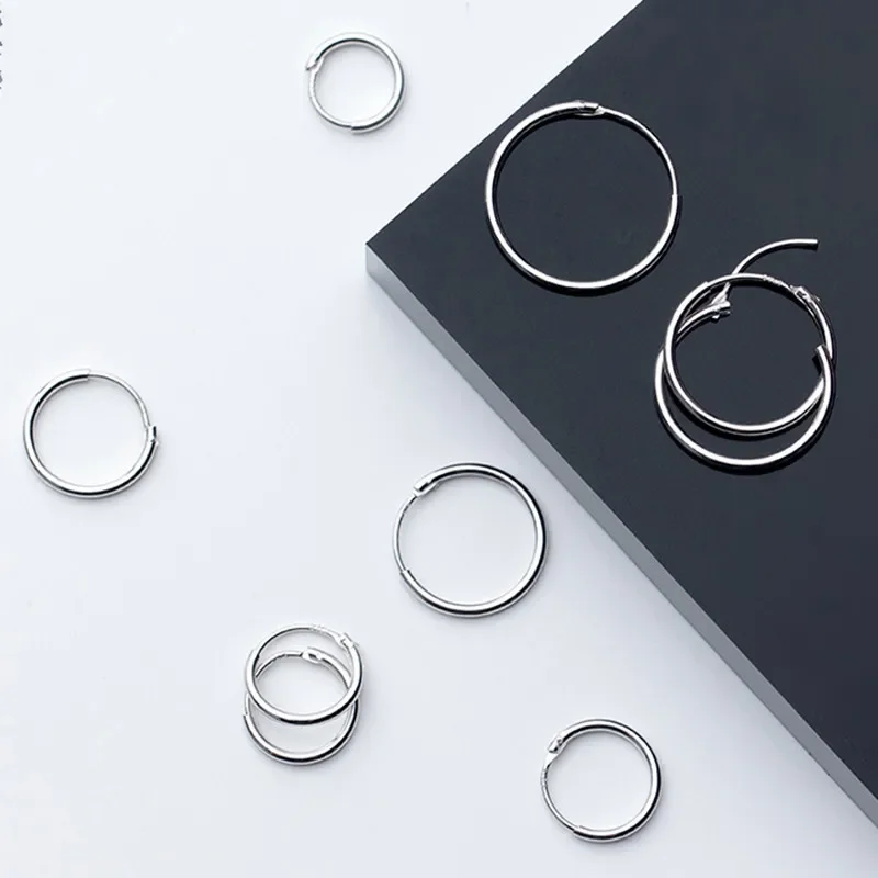 INZATT Real 925 Sterling Silve orecchini a cerchio rotondi geometrici per le donne di moda Party Minimalist Fine Jewelry 2019 accessori