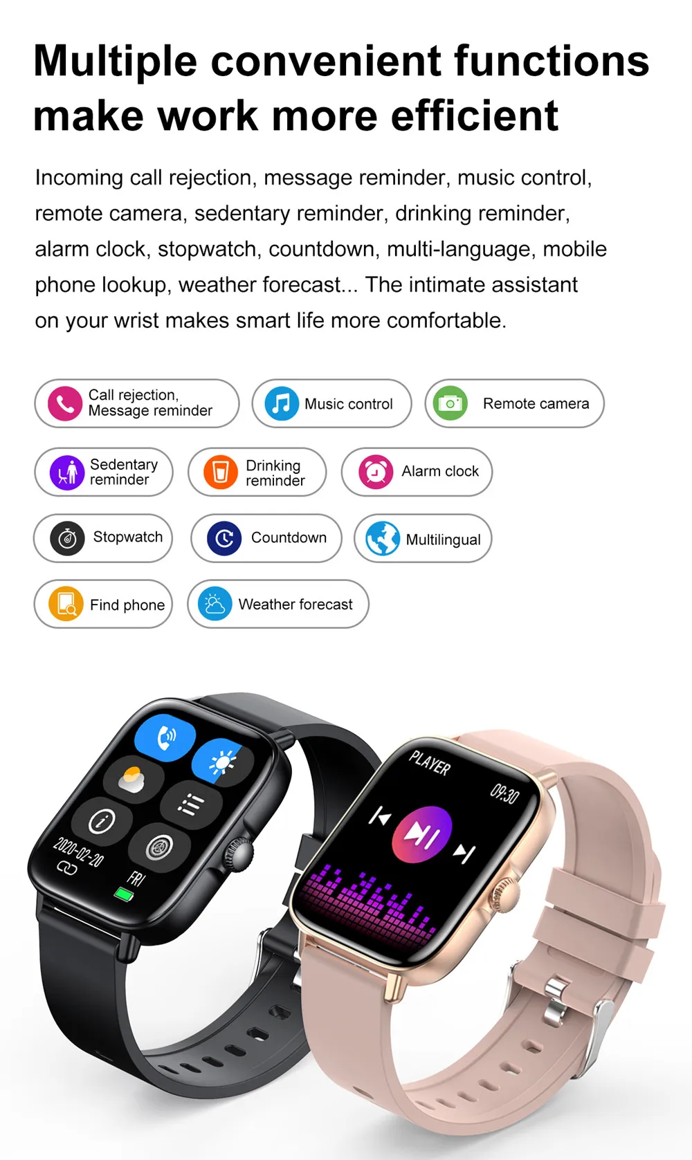 T46S Men's Smart Watch Sports Fitness Tracker Bluetooth 5.0 Call Watch Heart Rate Blood Pressure Monitoring Waterproof Bracelet