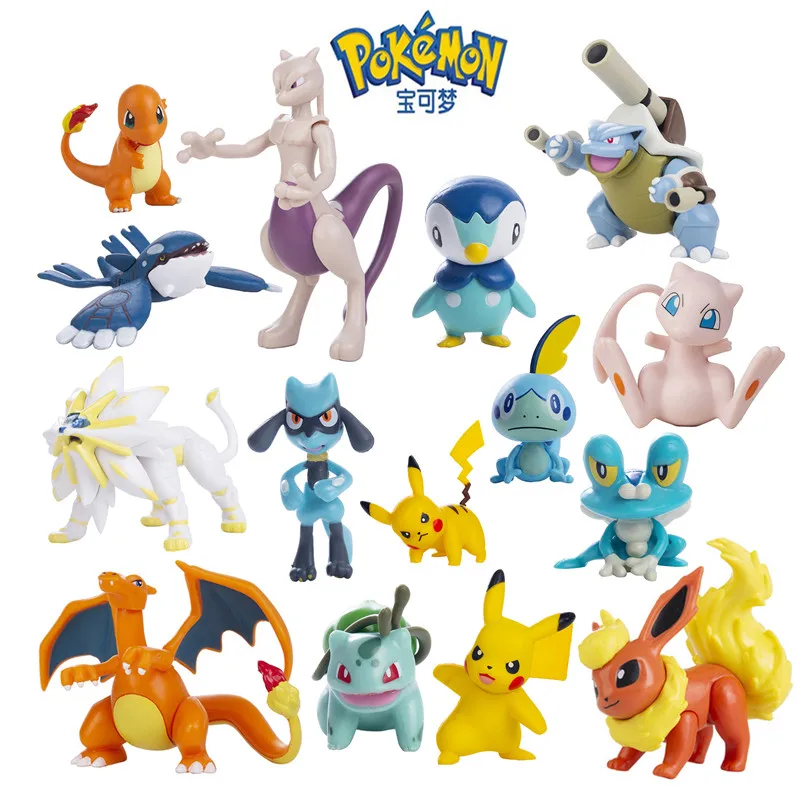 thumbnail image 2 of Figura de anime de Pokémon Pikachu, Eevee, Charizard, Mewtwo, figuras de dibujos animados, colección de modelos, juguetes de acción de Pocket Monster, regalos de cumpleaños para niños, 2 of 5