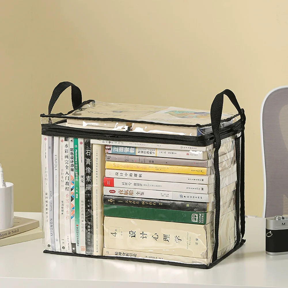 Foldable Book Box Student Dormitory Classroom Book Organizer Transparent Waterproof Household Organizing Storage Box Props