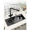 Hidden Cup Washer Sink Nano Bar Coffee Shop MilkTea Shop Western Kitchen Mini Handmade Basin Single Slot Cabinet With Sinks 3
