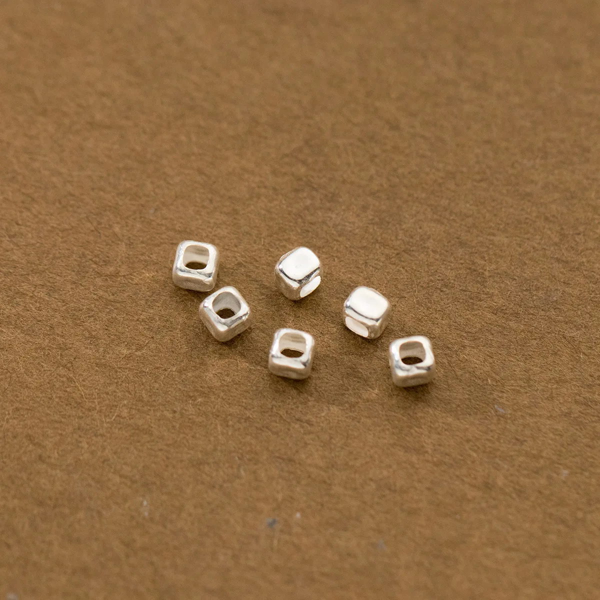 10pcs/Lot 925 Sterling Silver Cute Small Sqaure Sugar Loose Beads 3mm Handmade Beading Spacers DIY Silver Jewelry Accessories 2