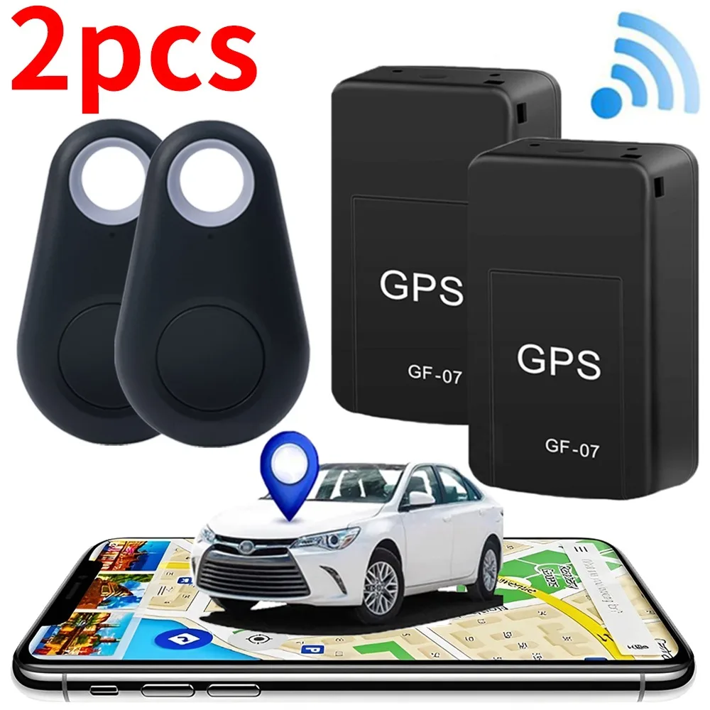 2pcs Mini GF-07 GPS Car Tracker Real Time Tracking Strong Magnetic SIM Message Positioner Anti-Theft Anti-lost Key Pet Locator gf 07 gf 09 gf 21 mini car gps tracker truck gps locator lbs tracker anti theft anti lost recording tracking device