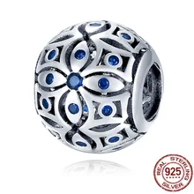 Cuentas de trébol de cuatro hojas de circón azul para mujer, accesorio de plata esterlina 925, compatible con pulsera y brazalete Original de 3mm, regalo de joyería de cumpleaños