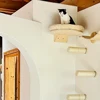 Cat Wall Mounted Solid Wooden Furniture Climbing Ladder and Cat Hammock with Scratching Post for Activity Indoor Cats Perches 1